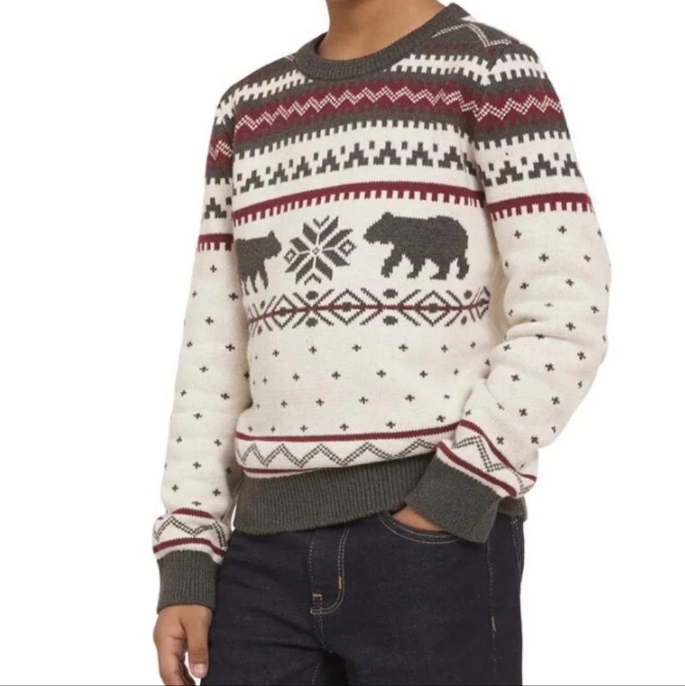 Lands' End Winter Nordic 100% Cotton Sweater Size Medium 10-12 Christmas